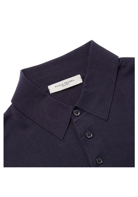 Paolo Pecora polo shirt in cotton yarn, navy blue color. Essential and refined design with classic collar and button closure. Perfect for a casual-elegant look.  PAOLO PECORA |  | A007 F1006685